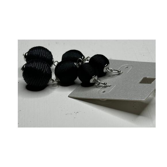 Lydell NYC Black Beaded Drop Earrings Statement Jewelry - Picture 5 of 6